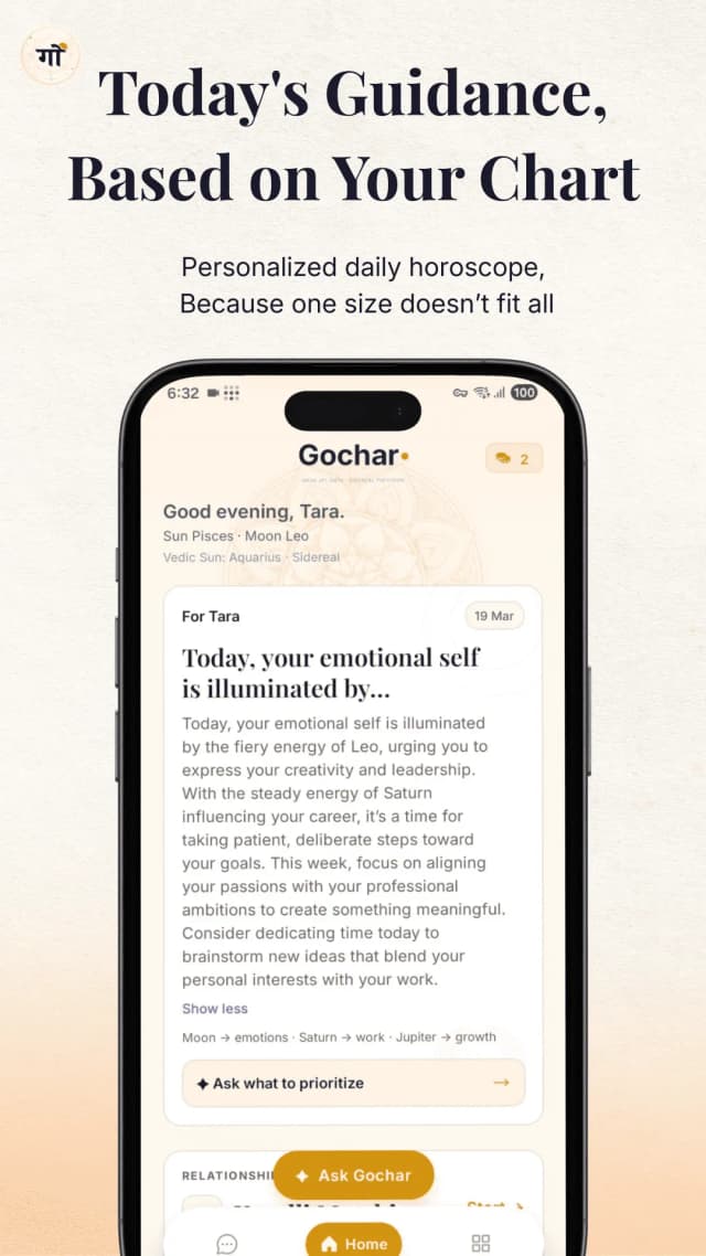 Personalized daily horoscope screen